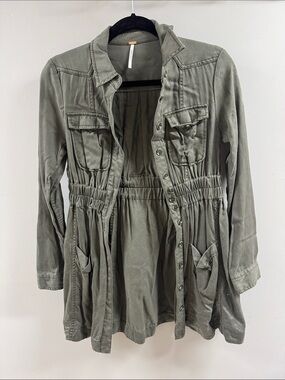 Free People Green Utility Drawstring Jacket